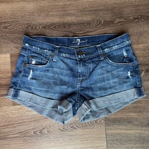7 For All Mankind Denim Jean Shorts, Rolled Cuffs, AU503617A